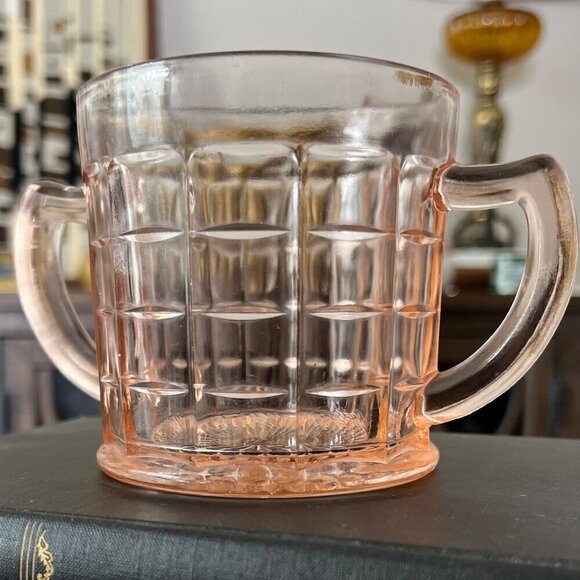 Vintage Hazel Atlas Pink Depression Glass Sugar Bowl - Picture 8 of 9